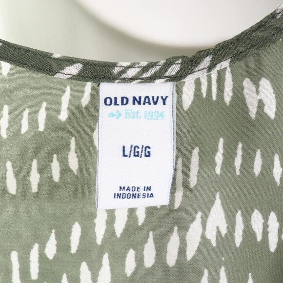 Old Navy Womens Large Tunic Tank Green & White Sleeveless Sheer - Picture 8 of 9